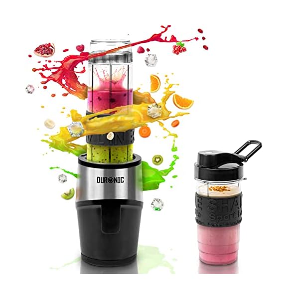 Duronic BL520 mini blender, 570 en 400 ml drinkfles, elektrische mixer 500W, sapcentrifuge roestvrijstalen messen, smoothie maker, BPA vrij, proteïne fitness, babyvoeding hooggeleidingsmixer