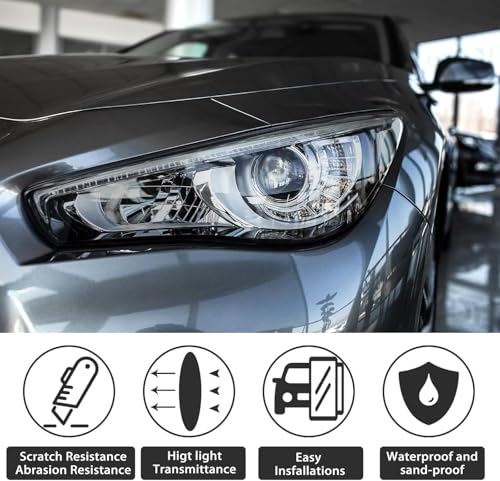 Image of WALLMATE Headlight Taillight Film Self Adhesive Smoke Film Fog Light Film Vinyl Tint Wrap Film Car&Bike Protection Film Sheet Sticker (Light Black Smoke, 24x60 Inch)