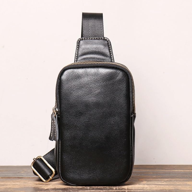 Men's Leather Crossbody Bag with Large Capacity Casual Versatile Single Shoulder