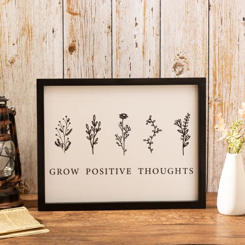 Grow Positive Thoughts Framed Inspirational Wall Art Encouragement Gifts For Women & Kids Inspiring Quotes Wall Decor Positive Affirmations Wall Sign Decor Boho Home Office Classroom Decorations (Black Framed, 11"X14") #TOP1