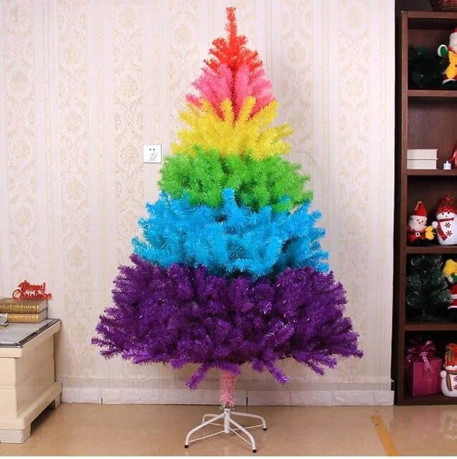カラフルな人工クリスマスツリー Amazon.co.jp: 3.9/4.9/5.9ft 人工クリスマス ツリー虹色クリスマス