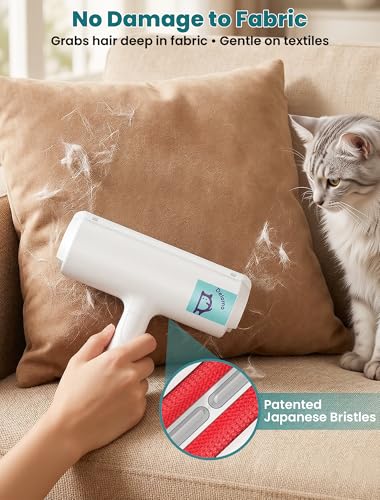 DELOMO Pet Hair Remover Roller: Reusable Lint Roller with Large Fur Bin - Portable Cat and Dog Hair Remover for Couch, Bedding, Car, Rugs & Furniture, Effective and Eco-Friendly, for Multi-Pet Homes