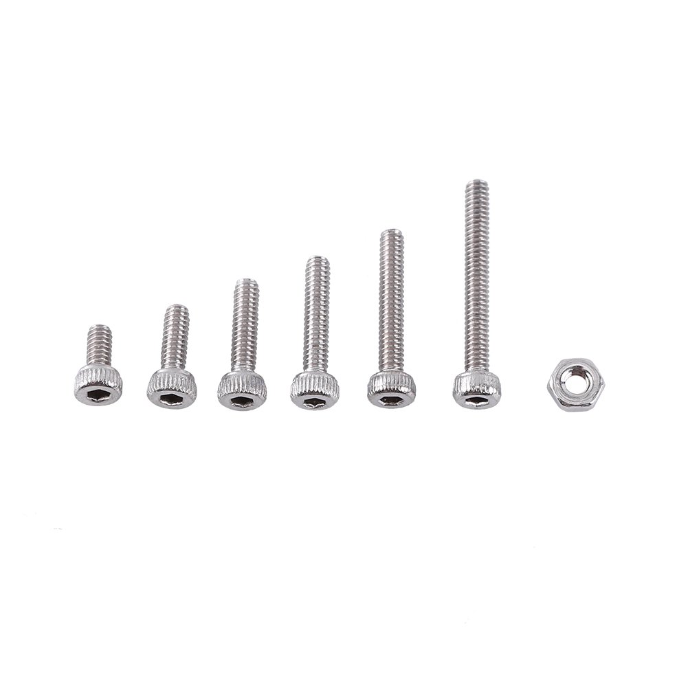 250pcs Socket Head Cap Screws M2 Stainless Steel Hex Screws Bolt with Hex Nuts Assortment Set Kit(A: Cap head)