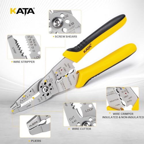 image for KATA Wire Stripper Tool for Electricians - Professional 8 Inch Wire St