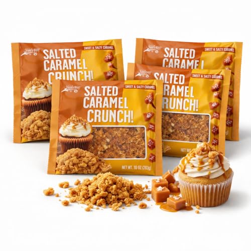 Salt Caramel Crunch Toppings- Salted Caramel Pieces, 10oz Bag- Caramel Sugar Topping (4, 10oz Bag)