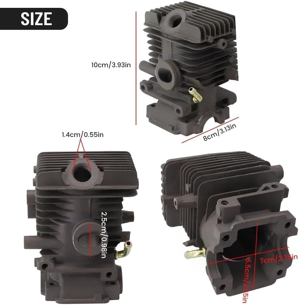 37mm Cylinder Piston Kit Fit for MS192T MS192TC Piston Kit 020 1137 1201 1203 Piston Rings Assembly Durable Replacement Parts