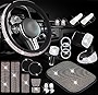 22 Pcs Bling Car Accessories Set for Women, Crystal Rhinestones Steering Wheel Cover License Plate Frame Car Phone Holder, Crystal Diamond Car Accessories Interior Set (Colorful)