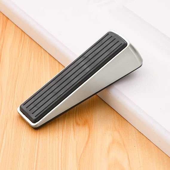 Heavy Duty Door Stopper Wedge for Any Door and Floor Wall Protectors,Brushed Nickel