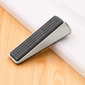 Heavy Duty Door Stopper Wedge for Any Door and Floor Wall Protectors,Brushed Nickel