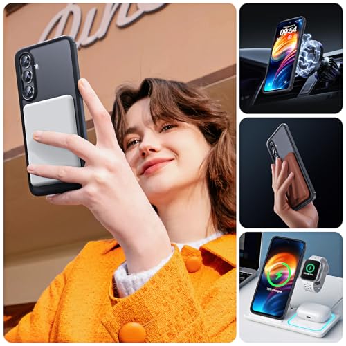 Image of TOCOL Magnetic for Samsung Galaxy S24 FE Case, [15FT Military Grade Protection] [Compatible for Mag-Safe] Translucent Matte Hard Back for Galaxy S24 FE 6.7 Inch, Magnetic-Black | Magnetic