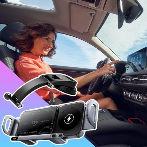 Cargador inalámbrico coche para trayectos largos en camión con soporte de móvil plegable 2