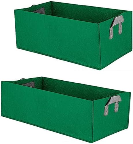Miweel Bolsas rectangulares de cultivo de plantas con asas, cama de jardín elevada de tela no tejida, larga y transpirable, contenedor de plantación
