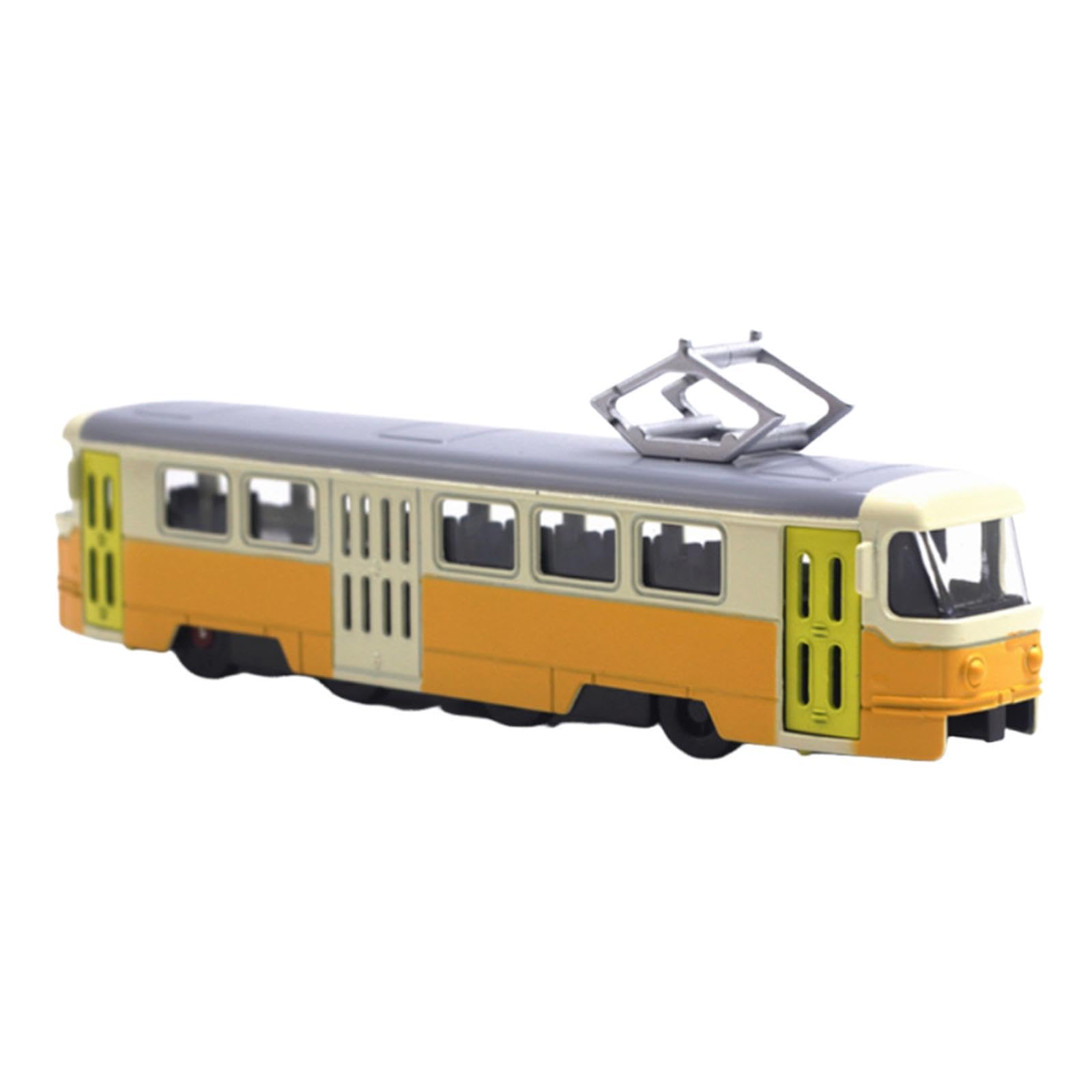 pistro Miniatur Straßenbahnmodellfahrzeug Spielzeug 1:90 Skala Sammler Geschenk mit 2 offenbaren Türen Ornament- Gelb