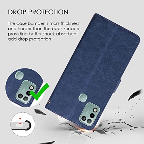 Image of Flip Cover Compatible with Infinix Smart 5 4G | Premium Leather Finish | Inbuilt Pockets & Stand | Flip Cover Back Case for Infinix Smart 5 4G (Blue)