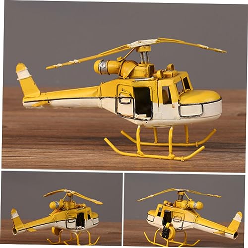Modèle avion biplan rétro en fer jaune VILLCASE décor vintage - 8