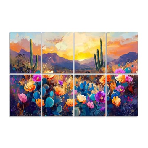 8 Paquetes de Paneles Acústicos Artísticos Absorbentes de Sonido Estilo Cactus Saguaro de Color Planta Colorida para Decoración de Pared Autoadhesivos para Estudios de Grabación Oficina 48"x32"