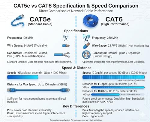 KUNOVA (TM) Ethernet Cable Cat6 200ft Blue, 10Gbps Network Cable Wire Cat 6 Ethernet Patch Cable Cord, Internet Cable with Snagless RJ45 Connectors - 200 Feet Blue