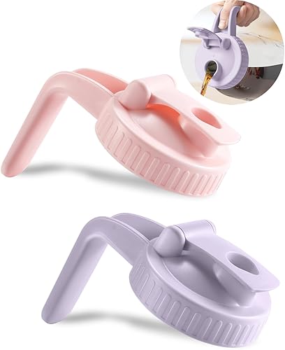 Paquete de 2 tapas para tarros Mason de boca ancha en forma de V con asa, boquilla para verter tarro Mason con tapa abatible extendida, fácil de