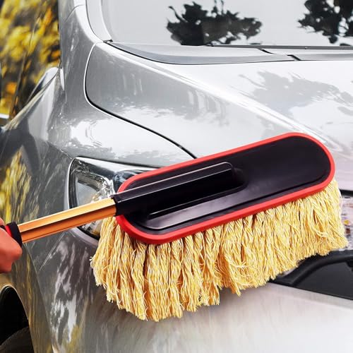 Image of TAKAVU Car Duster with Telescopic Handle for Car Cleaning, Super Soft Cotton Microfiber Dust Brush for Car Exterior Interior Cleaning, Scratch Free Cleaning Tool for Cars SUV Truck Home