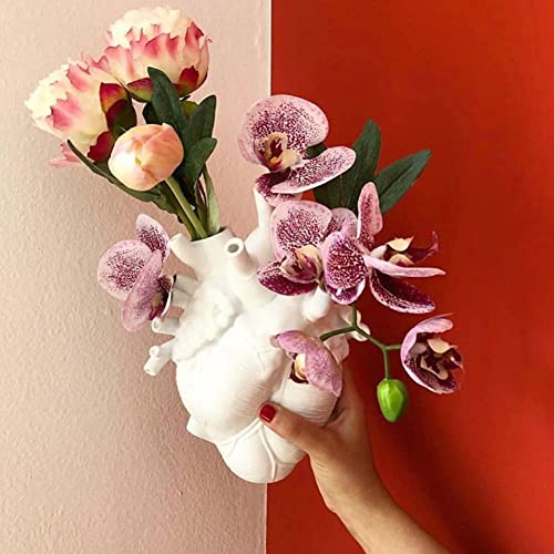 Heart Vase Resin Sculpture, Creative Heart Art Resin Vase Flower Pot Desktop Home Decoration Living Room Desk Table Ornament Decoration Gift Vase Valentine's Day Gift #TOP1