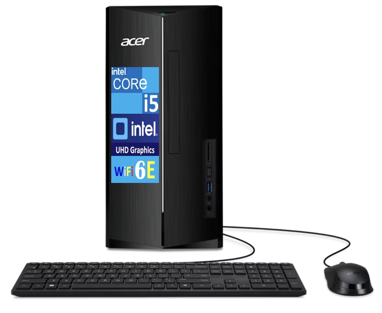 acer Aspire TC-1785-UA92 Business Desktop (Intel i5-14400, 16GB DDR5, 512GB PCIe NVMe SSD, Intel UHD, 300W PSU, WiFi 6E, Bluetooth 5.3, RJ-45, 2 HDMI, Windows 11 Pro) w/DKZ USB Port Expander