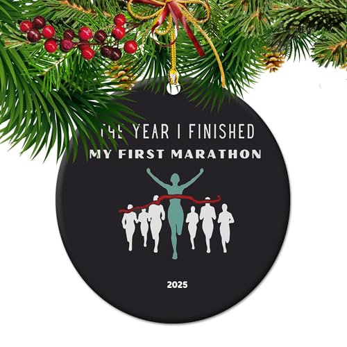 The Year I Finish My First Marathon – 2025 Runner’s Keepsake Ornament, for Athletes, Race Day...