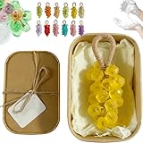 UBIETY Crystal Grape Soap on a Rope, Handcrafted Grapes Cluster on a Rope for Women Men, Natural Fruit Shaped Bath Bar, Transparent Hand Face Wash (Lemon)