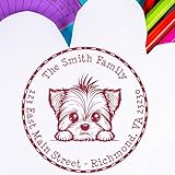 【CUSTOM STAMP SOFT SEAL ADDRESS EMBOSSER】 This Yorkshire Terrier Self-Inking Custom Mailing Stamper is incredibly simple to use, making clear marks with just a press. Choose from 11 different ink colors to suit your style. 【LONG-LASTING】 Each stamp c...