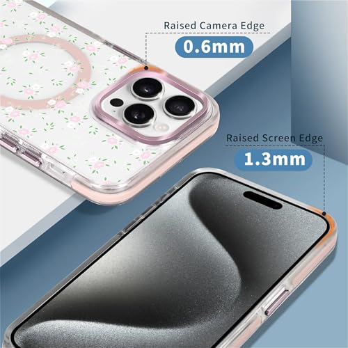 Coque iPhone 13 Pro transparente rigide compatible Magsafe protection antichoc fleur - 2