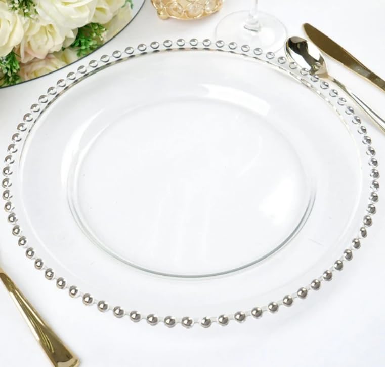 Image of MARTVIA Glass Serving & Dinner Plate 8 Inch, Set of 2 Crystal Clear Glass Plate, Vintage Dinnerware for Pasta,Salad,Dessert Serving Party Fruits, Snacks Home Wedding Decor for Gift Set (MV-8)