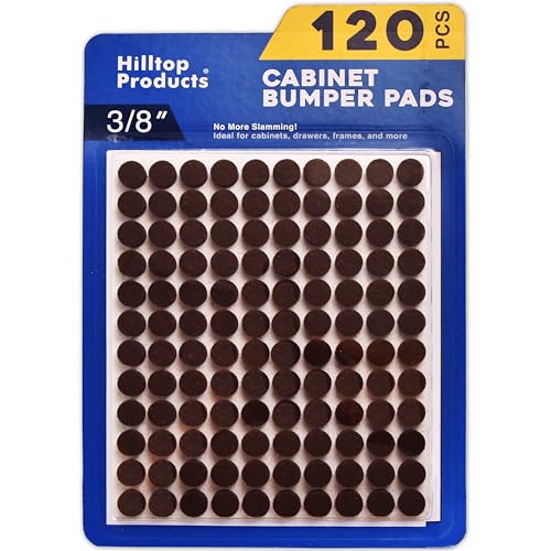 120 Pack Small 3/8 Felt Cabinet Bumpers Door Felt Pads for Cabinet Doors & Drawers Furniture Surface Protectors (Brown)
