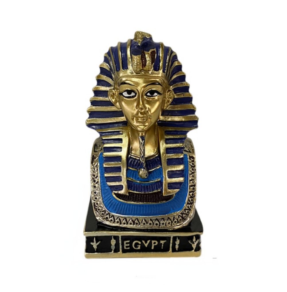Anso Gold Resin Tutankhamun Figurine Egyptian Cleopatra Statue Egyptian Pharaoh Figure Collectible (A)