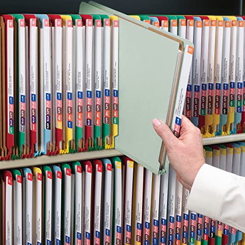 Smead 100% Recycled End Tab Classification Folder, 2 Dividers, 2" Expansion, Legal Size, Gray/Green, 10 Per Box (29802) #TOP5