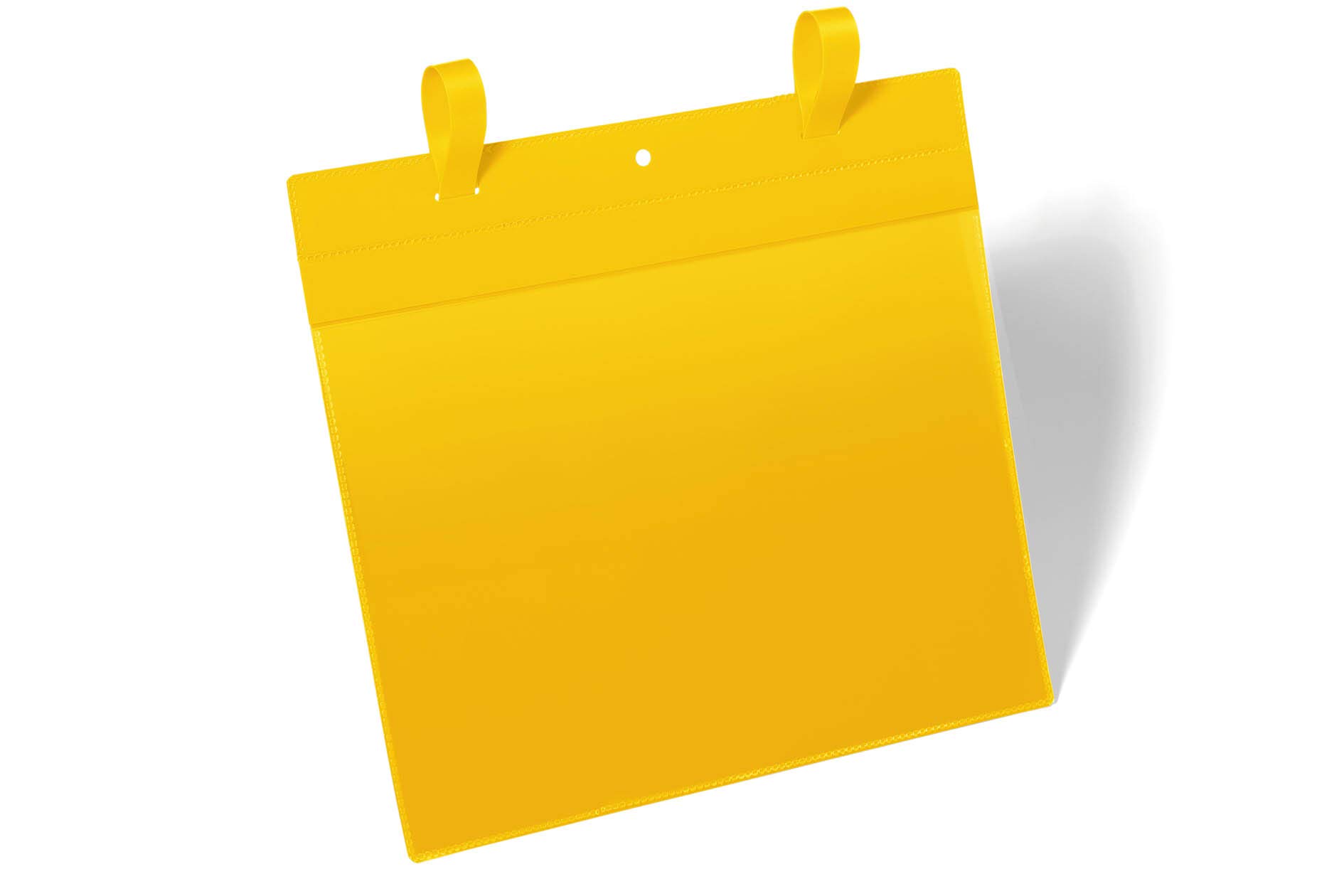 Durable Strap Ticket Holder A4 Landscape Yellow - Pack of 50 Label Holders - For Clearly Labelling Warehouse Shelves and Racking