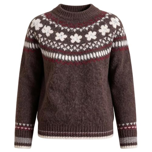 Sweater for Women Fair Isle Long Sleeve Pullover Crew Neck Knit Tops - image 3