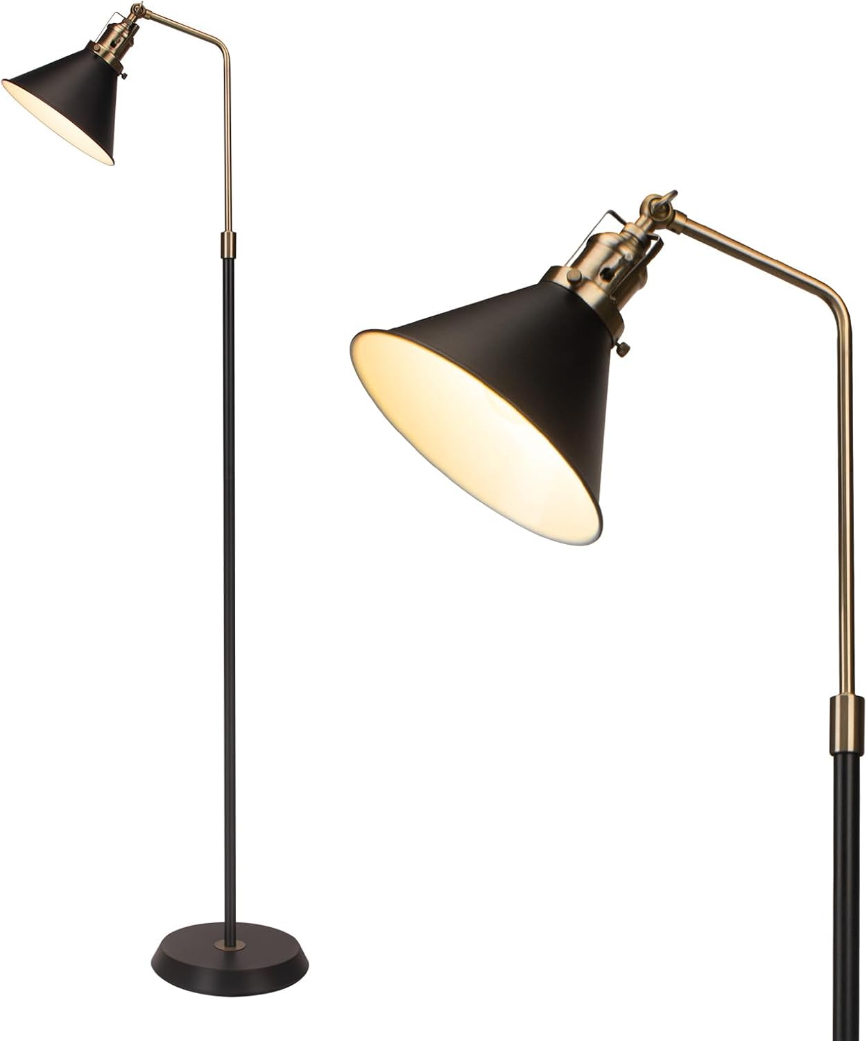 HonoDing Floor Lamp Standing Lamps for Living Room with 360° Adjust Black & Bronze Iron Shade,Use E26 A19 Bulb Floor Lamp,58.26'' Modern Standing Tall Light for Bedroom Office