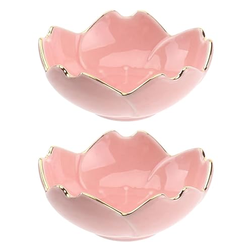 HREDZEO Sakura Dipping Bowls, 2 PCS Ceramic Mini Serving Bowls for Dessert, Snack, Soy Sauce, Kitchen Prep