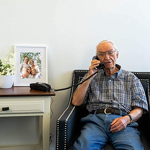 Corded Phone - Phones for Seniors - Phone for Hearing impaired - Black - Retro Novelty Telephone - an Improved Version of The Princess Phones in 1965 - Style Big Button - iSoHo Phones