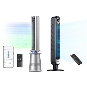 Dreo Air Purifier Tower Fan 45 2-in-1 Smart Fan for Bedroom and 42 Cruiser Pro T1 Quiet Oscillating
