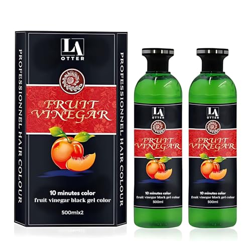Fruit Vinegar Gel Hair Color, Organic & Natural Hair Color Dye for Black Hair (500ml x 2) – Black