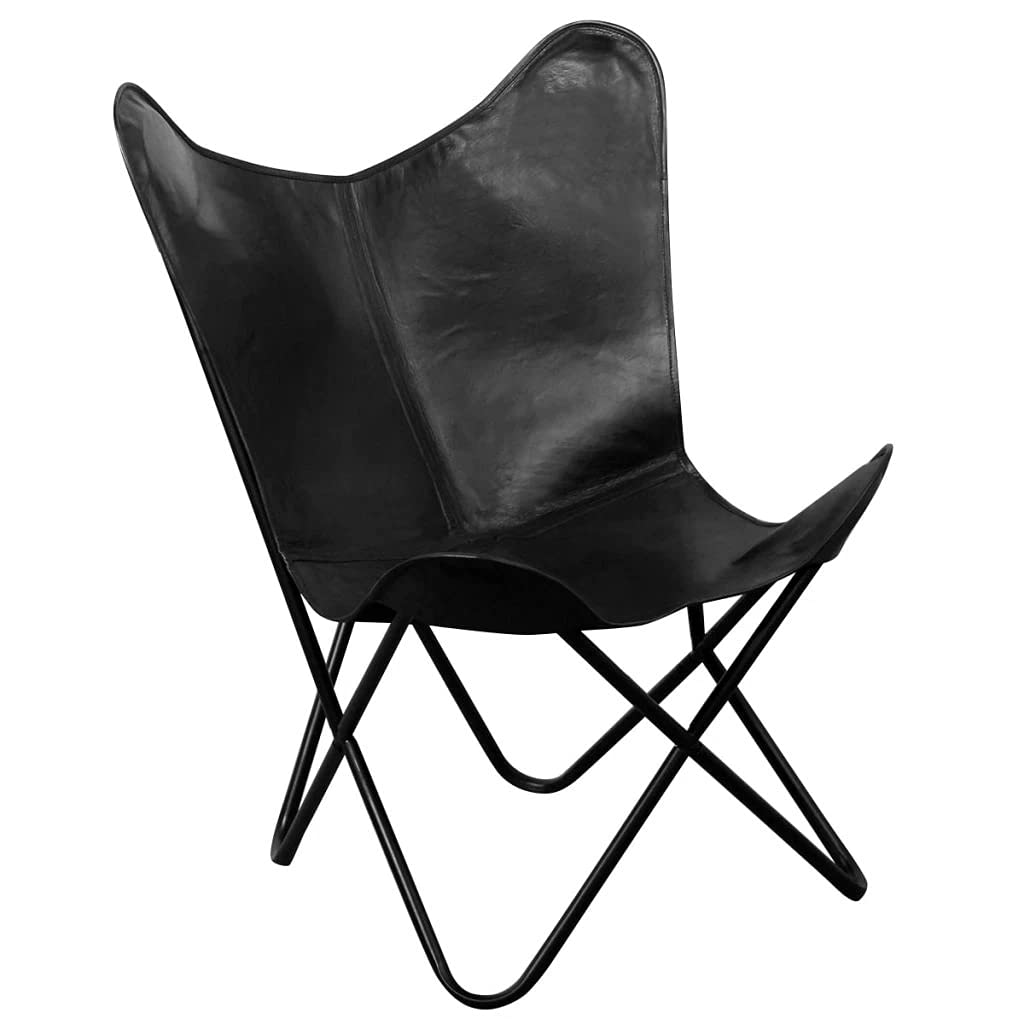 vidaXL Silla Butterfly de Cuero auténtico marrón