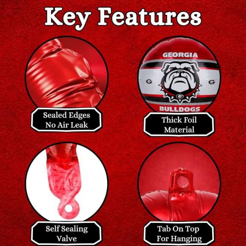Image of Georgia Bulldogs Party Balloons (9 Pack)! 3 (18 inch) Round Bulldog Foil Balloons. University of Georgia decorations for football tailgates, Birthdays & all School Fan Parties. by Havercamp