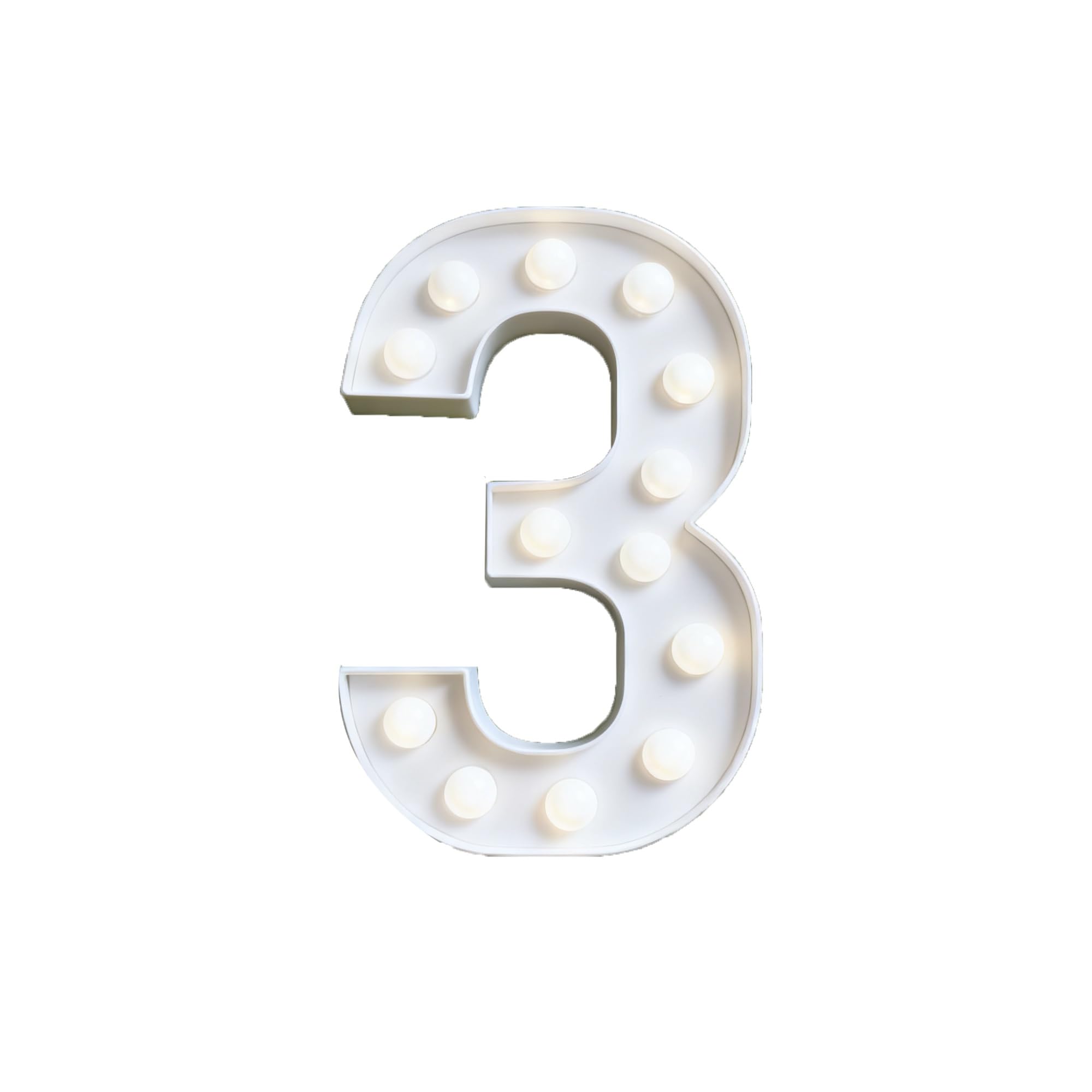 White 4FT Marquee Light Up Number Lights, 0-9 For Birthday Party Large Mosaic Frame Cardboard Pre-Cut Foam Board Sign Diy Decorations Anniversary(Number3,100cm/3.3ft)