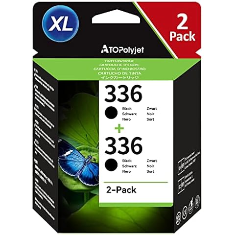ATOPolyjet 336 Ink Cartridges Remanufactured for HP 336 Black Cartridge for PhotoSmart C4180 C3180 2575 7850 C3100 C4100 2570 2710 8050 C3135 C3183 OfficeJet 6310 DeskJet 5440 Printer (Black, 2-Pack) Cover