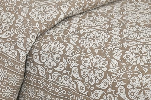 Image of King Size Cotton Bedsheet | 300 TC | 100% Cotton Flatsheet King Size with Two Pillow Covers | (254 * 274 cm, Mushroom Brown)