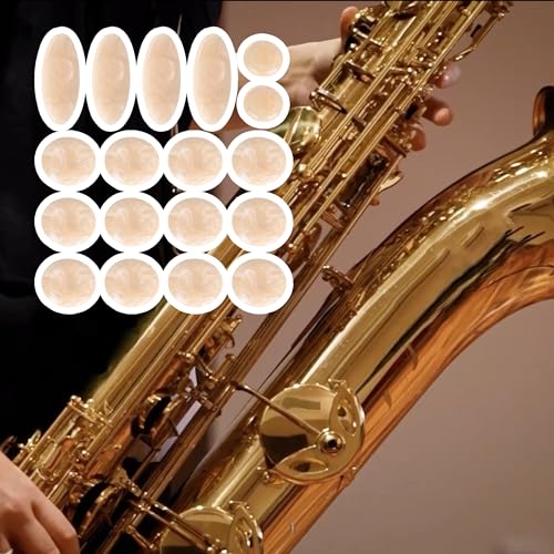 Yibuy 2 runde und ovale Perlensaxophon-Schlüssel für Alt- / Tenorsaxophon, Kunststoff, Beige, C-Dur, 2 x Saxophon-Schlüsseltasten