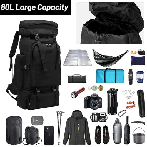 80L 2-pack Hiking Backpack for Men with Sling Tactical Backpack - Rucksack Molle Military Tactical Waterproof Lightweight Camping Backpack 3 Day Assault Pack for Travel, Climbing, Backpacking - Image 7