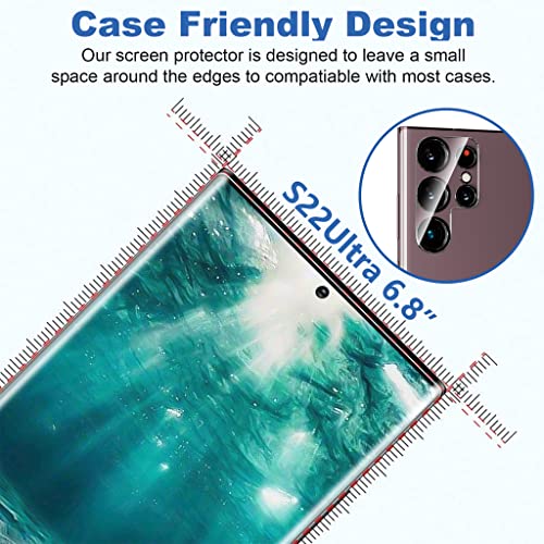 Image of [2+2 Pack] Galaxy S22 Ultra Screen Protector, 9H Tempered Glass, Ultrasonic Fingerprint Support, 3D Curved, HD Clear Scratch Resistant for Samsung Galaxy S22 Ultra 5G Glass Screen Protector