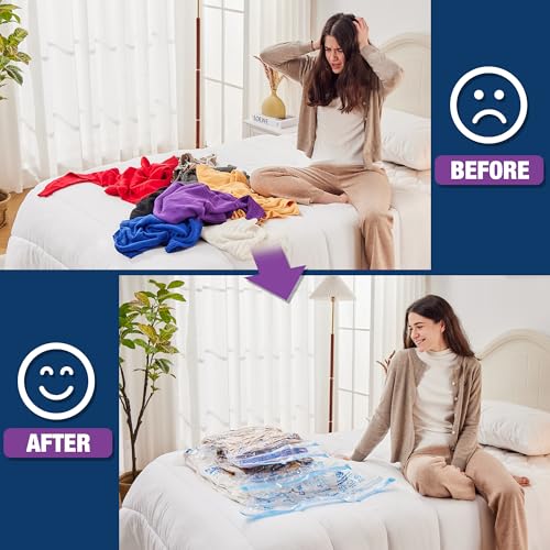 Image of XXL Jumbo Vacuum Seal Storage Bags Extra Large for Clothing Bedding | 47''X35'', Airtight Triple Seal, Save 80% Space, Hand Pump, Work with Vacuum, Double Zip, Reusable, Easy to Use, 6 pack