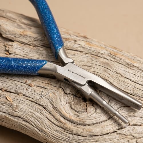 Image of Beadsnfashion 3 Step Wire Looping Pliers (5.5 Inch) - Professional Stainless Steel Jewellery Making Tool with 7.5 cm Blue Grips Handle for Wire Looping, Shaping Bails & Clasps and Detailed Craft Work